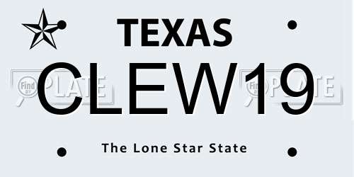 CLEW19 Texas License Plate