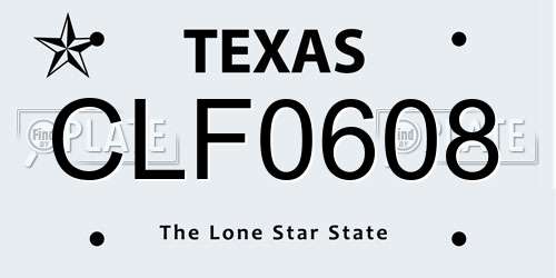 CLF0608 Texas License Plate