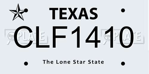 CLF1410 Texas License Plate