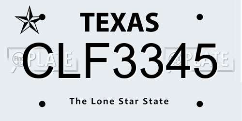 CLF3345 Texas License Plate