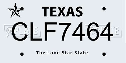 CLF7464 Texas License Plate