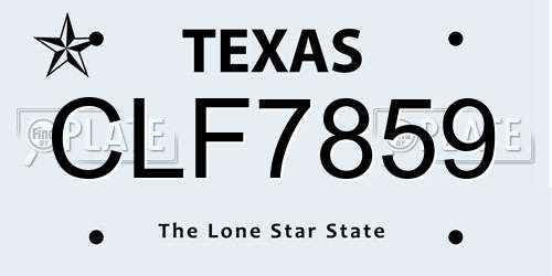 CLF7859 Texas License Plate