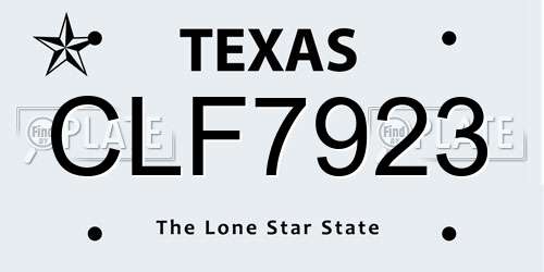 CLF7923 Texas License Plate
