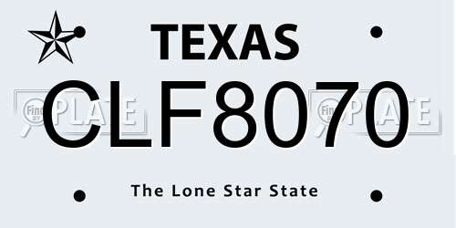 CLF8070 Texas License Plate