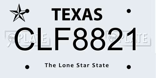 CLF8821 Texas License Plate