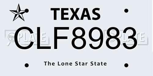 CLF8983 Texas License Plate