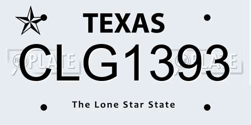 CLG1393 Texas License Plate