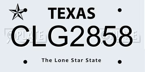 CLG2858 Texas License Plate