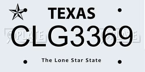 CLG3369 Texas License Plate