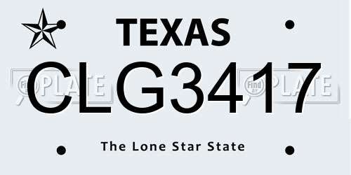 CLG3417 Texas License Plate