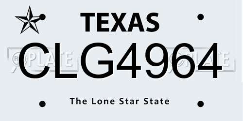 CLG4964 Texas License Plate