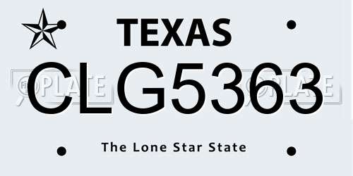 CLG5363 Texas License Plate