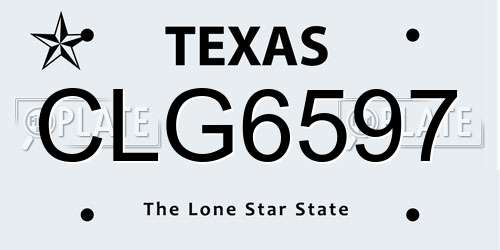 CLG6597 Texas License Plate