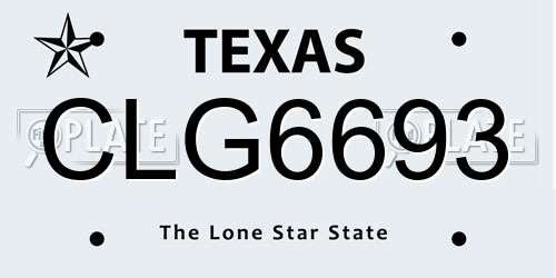 CLG6693 Texas License Plate