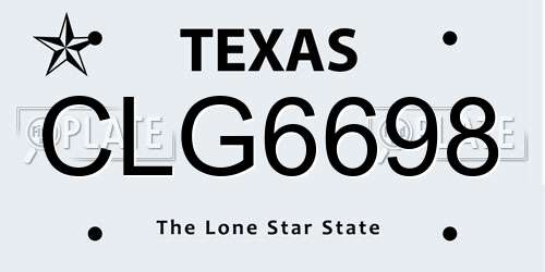CLG6698 Texas License Plate