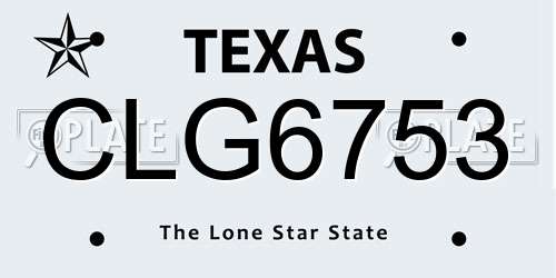 CLG6753 Texas License Plate