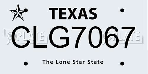 CLG7067 Texas License Plate