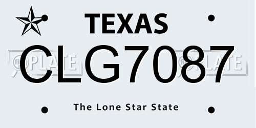 CLG7087 Texas License Plate