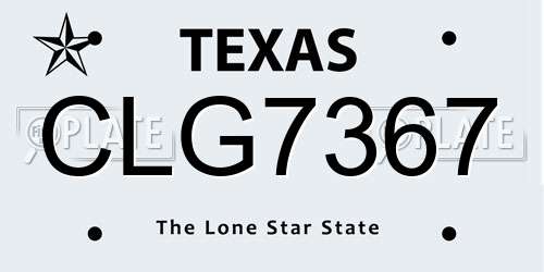 CLG7367 Texas License Plate