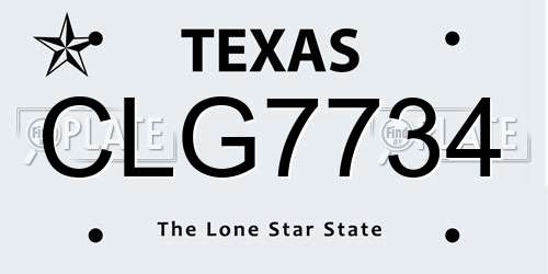 CLG7734 Texas License Plate