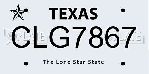 CLG7867 Texas License Plate
