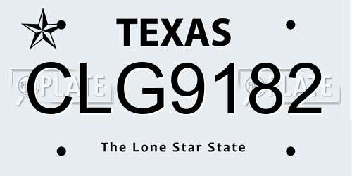 CLG9182 Texas License Plate