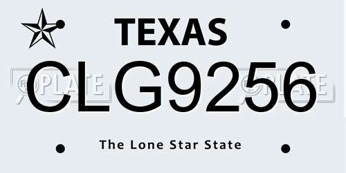 CLG9256 Texas License Plate