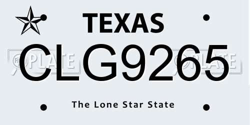 CLG9265 Texas License Plate