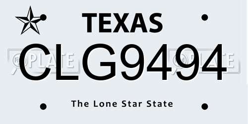 CLG9494 Texas License Plate