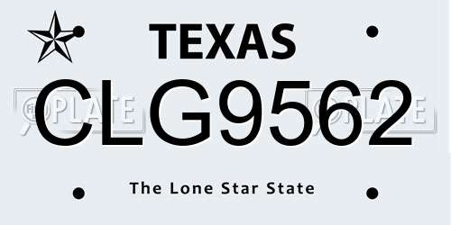CLG9562 Texas License Plate