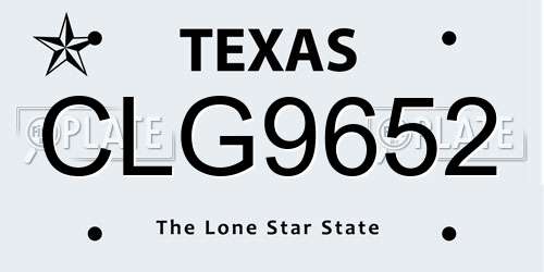 CLG9652 Texas License Plate