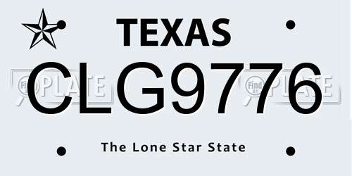 CLG9776 Texas License Plate