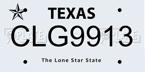 CLG9913 Texas License Plate