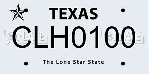CLH0100 Texas License Plate