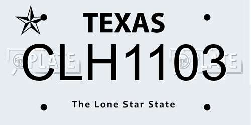 CLH1103 Texas License Plate