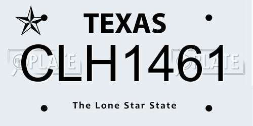 CLH1461 Texas License Plate