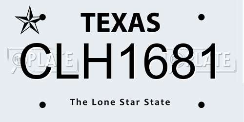 CLH1681 Texas License Plate