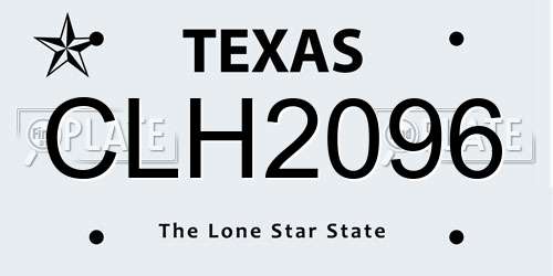 CLH2096 Texas License Plate
