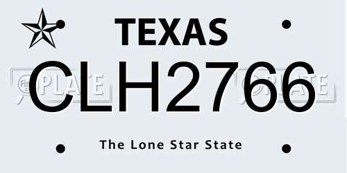 CLH2766 Texas License Plate