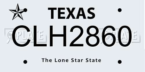 CLH2860 Texas License Plate