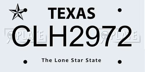 CLH2972 Texas License Plate