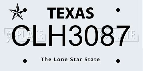 CLH3087 Texas License Plate