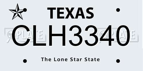 CLH3340 Texas License Plate