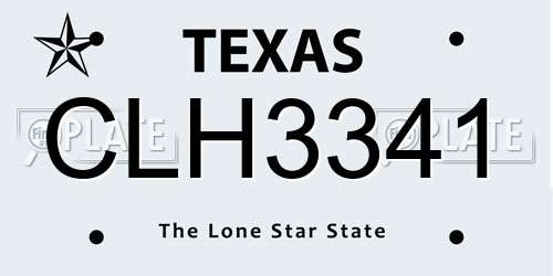 CLH3341 Texas License Plate