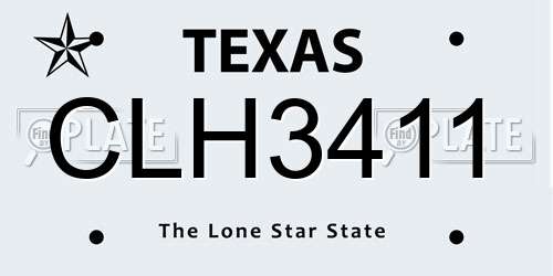 CLH3411 Texas License Plate