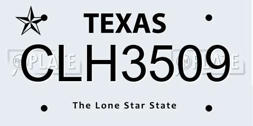 CLH3509 Texas License Plate
