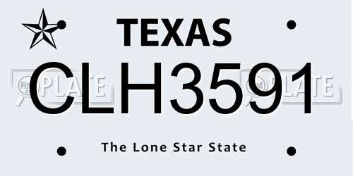 CLH3591 Texas License Plate