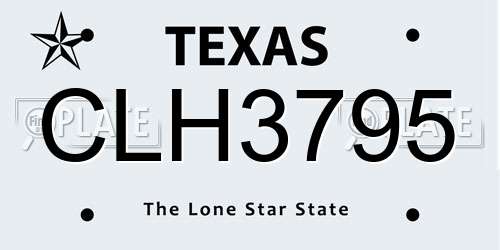 CLH3795 Texas License Plate