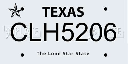 CLH5206 Texas License Plate
