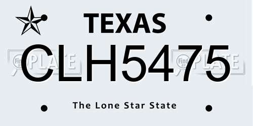 CLH5475 Texas License Plate
